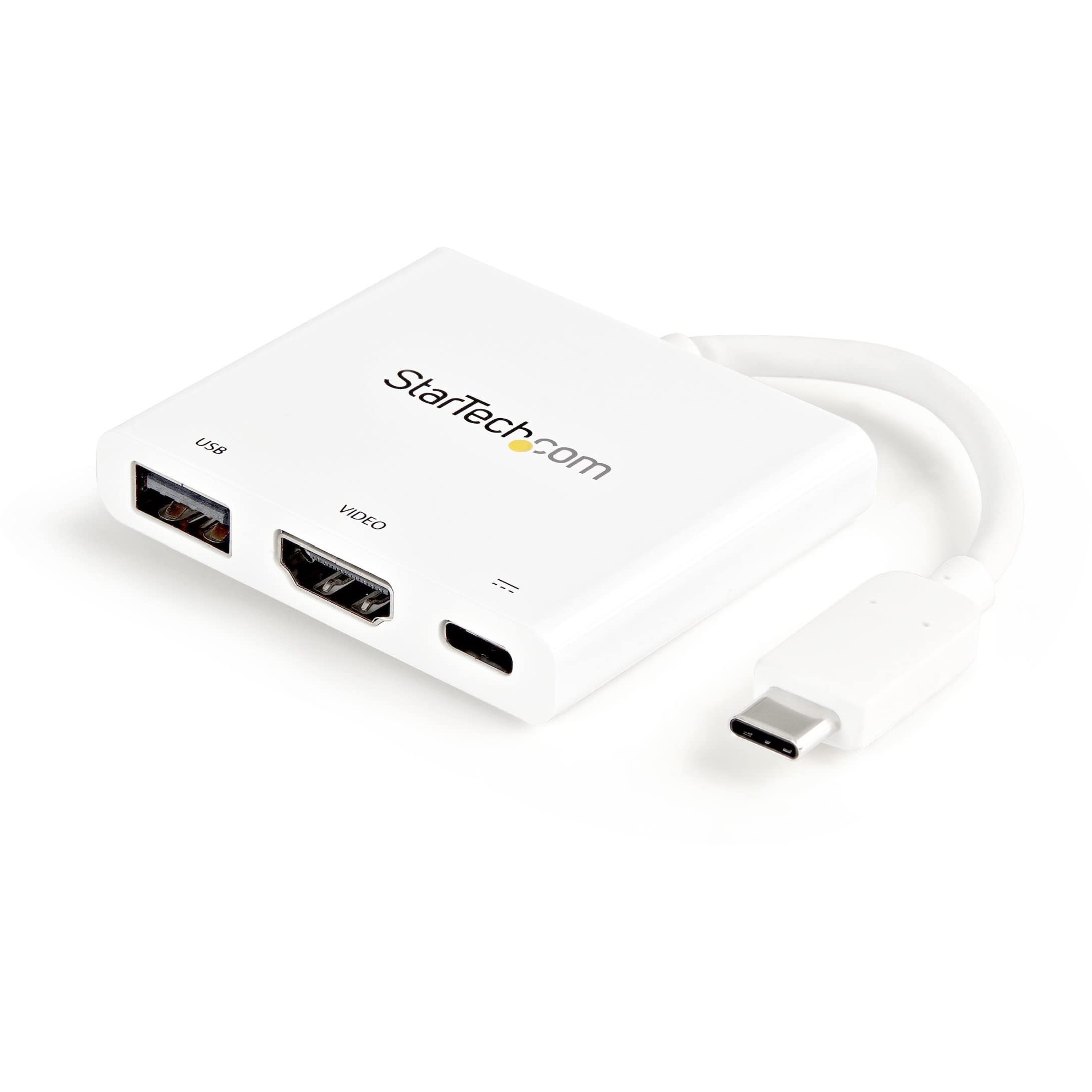 StarTech.com USB-C to HDMI Adapter - White - 4K 30Hz - Thunderbolt 3 Compatible - with Power Delivery (USB PD) - USB C Dongle (CDP2HDUACPW