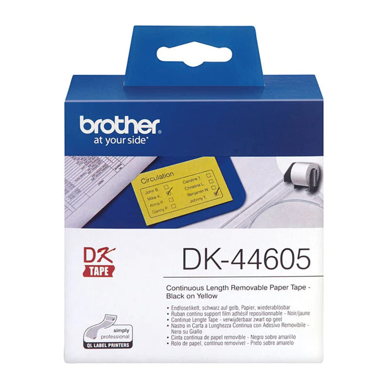 Brother DK44605 - Removable Adhesive Labels - Yellow - Roll (6.2 cm x 30.5 m) - 1 roll(s