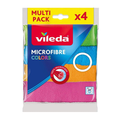 Vileda Microfaser Allzwecktuch Colors, 1 Packung mit 4 Stück Mikrofasertücher Colors, 4er Pack