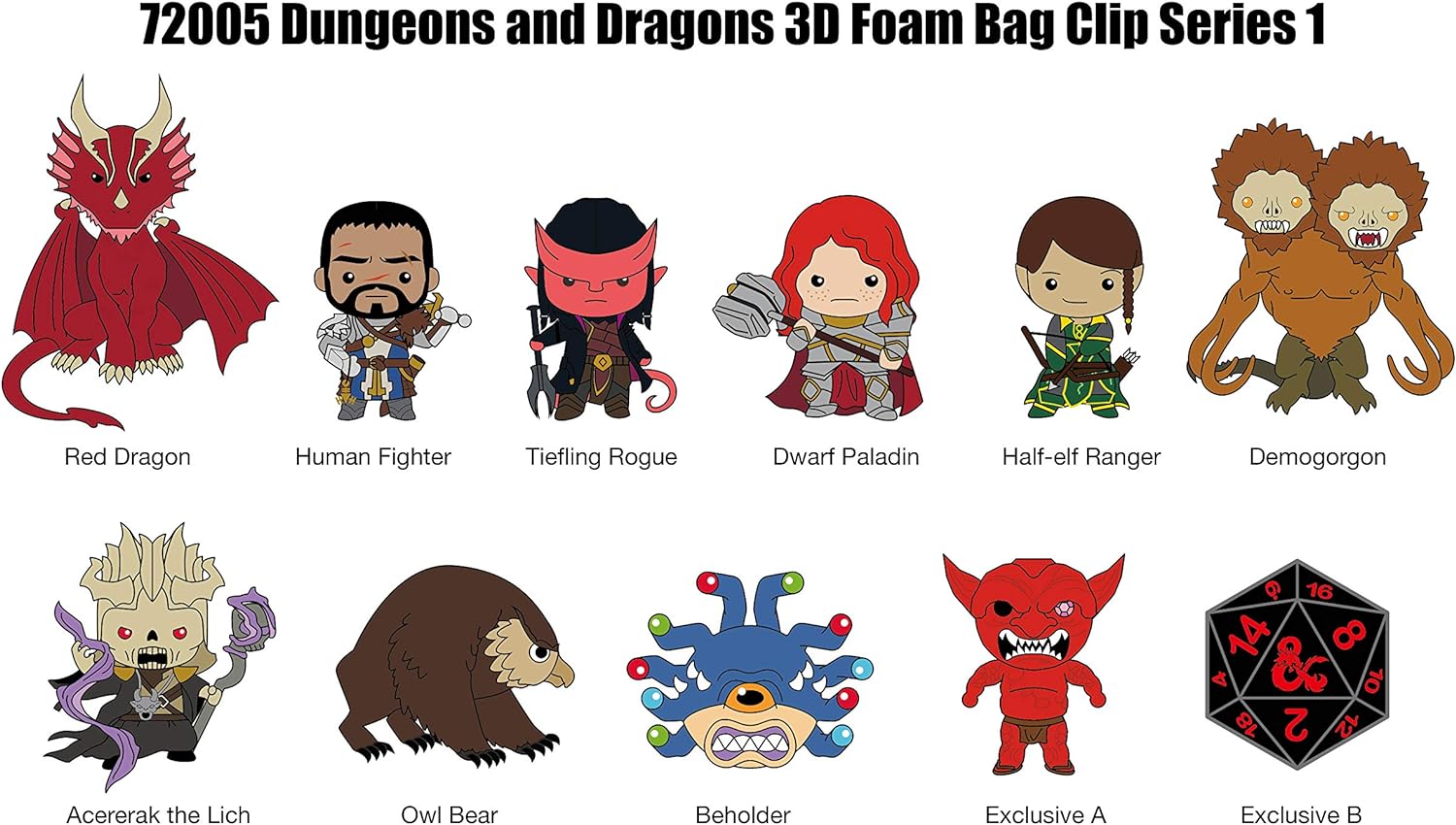 Dungeons & Dragons 3D Foam Collectible Bag Clip in Blind Bag, Multi Color