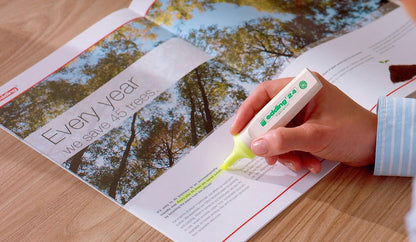 edding 24 EcoLine highlighter - set of 4 - yellow, orange, pink, green - chisel nip 2-5 mm - for quick and easy marking and highlighting of texts and notes - refillable, made of recyclable material