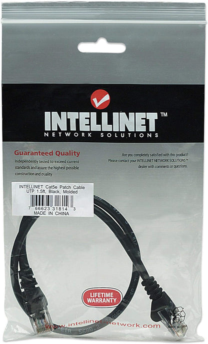 Intellinet 0.45m Cat5e - Cable de Red (0,45 m, Cat5e, U/UTP (UTP), RJ-45, RJ-45, Negro