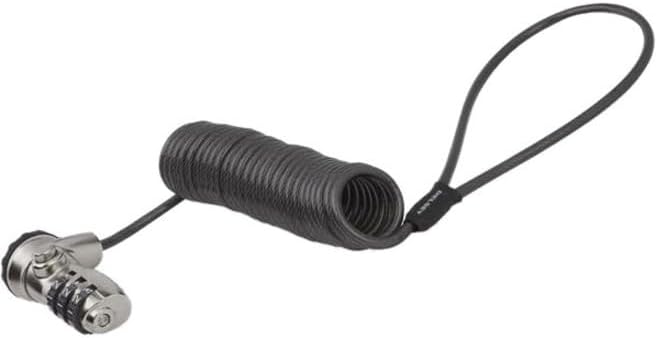 StarTech.com 6ft (1.8m) Self-Coiling Laptop Cable Lock - Portable 3-Digit Combination Security Cable Lock for K-Slot Laptop/Computer/Desktop/Device - Coiled Anti-Theft Steel Cable Lock (LTLOCK3DCOIL
