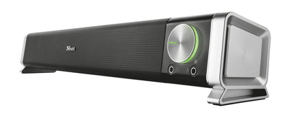 Trust B103497 Asto PC Soundbar, USB Powered Speaker Set, Rich Stereo Sound System 12 W Peak Power, Illuminated Volume Control, Speaker for PC, Monitor, TV - Black