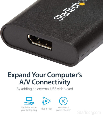 StarTech.com USB 3.0 to DisplayPort Adapter - 4K 30Hz - External Video & Graphics Card - USB Display Adapter - Supports Windows (USB32DPES2