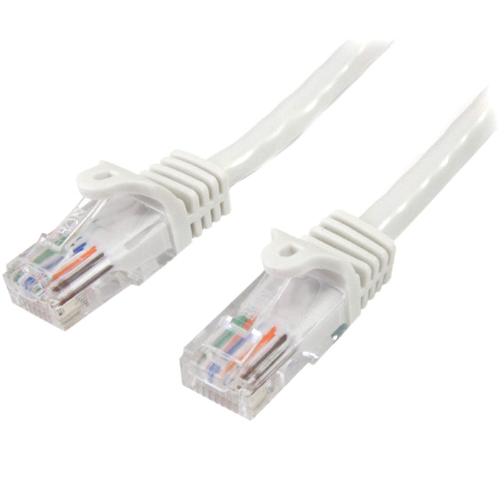 StarTech.com 1 m White Cat5e Snagless RJ45 UTP Patch Cable - 1m Patch Cord - Ethernet Patch Cable - RJ45 Male to Male Cat 5e Cable (45PAT1MWH
