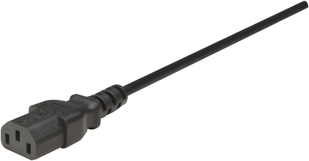 Manhattan Power Cord/Cable, C14 Male to C13 Female (kettle lead), Monitor to CPU, 1.8m, Black, Polybag