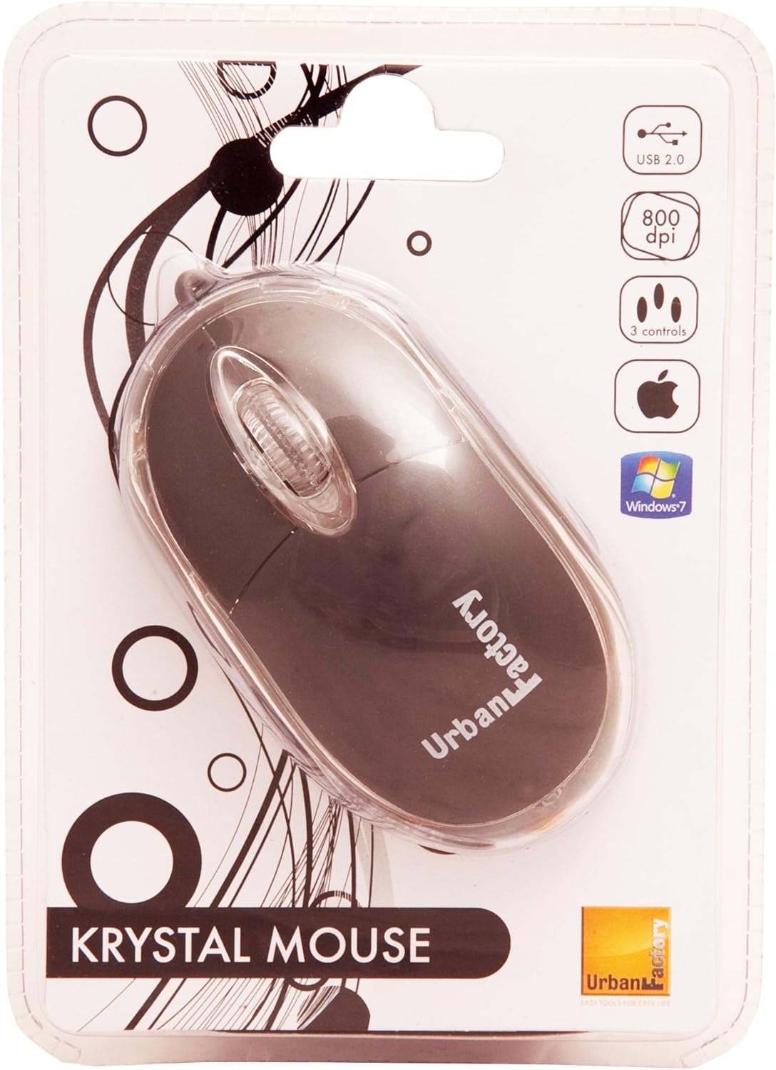 Urban Factory BDM02UF Cristal Mouse Optical USB 2.0, 800dpi, Internal Light
