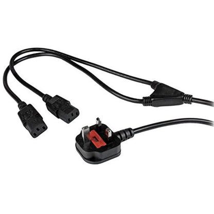 StarTech.com 6ft (2m) UK Computer Power Cable Y Splitter, 18AWG, BS 1363 to 2x C13, 10A 250V, AC Power Cord, Kettle Lead / Dual UK Power Cord, PC Power Supply Cable, TV/Monitor Power Cable (PXT101YUK
