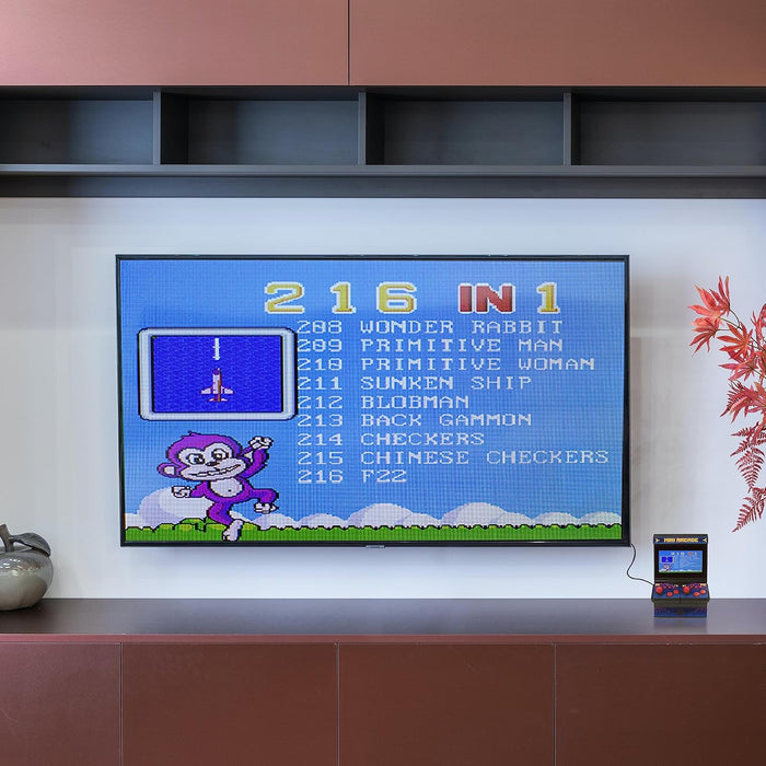 Mini Arcade Machine, handheld console, Plug and Play TV Games, 2 Player, 300 In-Built Games, 8-Bit Retro Arcade Games, 4.3” Full Colour Screen, 2 x Wireless Joysticks, for Men and Women - Thumbs Up! Retro Arcade for 2 Players (300 Games)