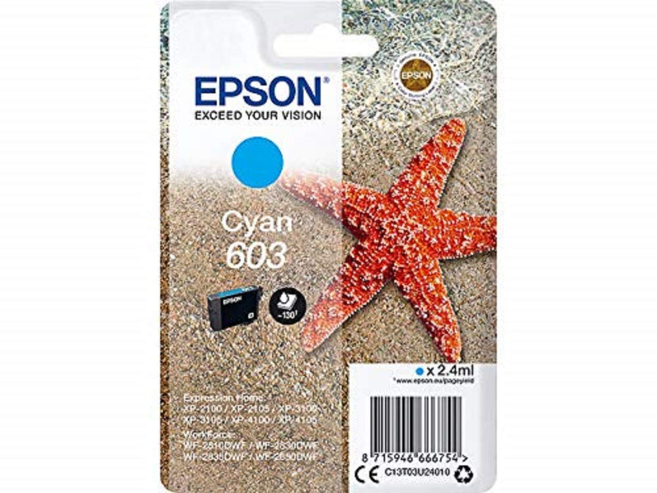 Epson 603 Cyan Starfish Genuine, Ink Cartridge, Standard Capacity ,Pack of 1 Cyan Pack of 1