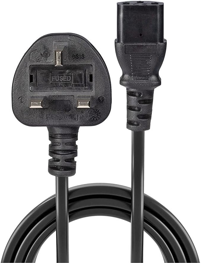 LINDY 1m UK Mains 3 Pin Plug to IEC C13 Power Cable/Kettle Lead