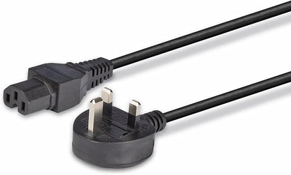 LINDY 30458 2 m Mains UK 3 Pin Plug to Hot Conditioned IEC C15 Power Cable Lead - Black