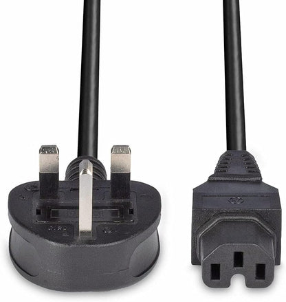LINDY 30458 2 m Mains UK 3 Pin Plug to Hot Conditioned IEC C15 Power Cable Lead - Black