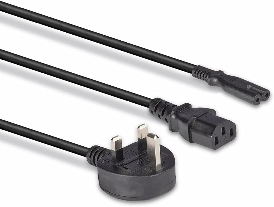 LINDY 30426 2.5 m UK Mains 3 Pin Plug to IEC C13 and C7 "Y" Splitter Lead Cable - Black