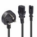 LINDY 30426 2.5 m UK Mains 3 Pin Plug to IEC C13 and C7 "Y" Splitter Lead Cable - Black
