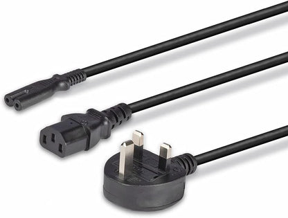 LINDY 30426 2.5 m UK Mains 3 Pin Plug to IEC C13 and C7 "Y" Splitter Lead Cable - Black