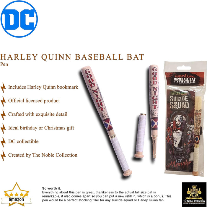 The Noble Collection DC Harley Quinn Baseball Bat Pen - 6in (15cm) Miniature Bat Ballpoint Pen - Officially Licensed Film Set Movie Props Gifts Stationery