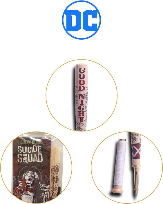 The Noble Collection DC Harley Quinn Baseball Bat Pen - 6in (15cm) Miniature Bat Ballpoint Pen - Officially Licensed Film Set Movie Props Gifts Stationery