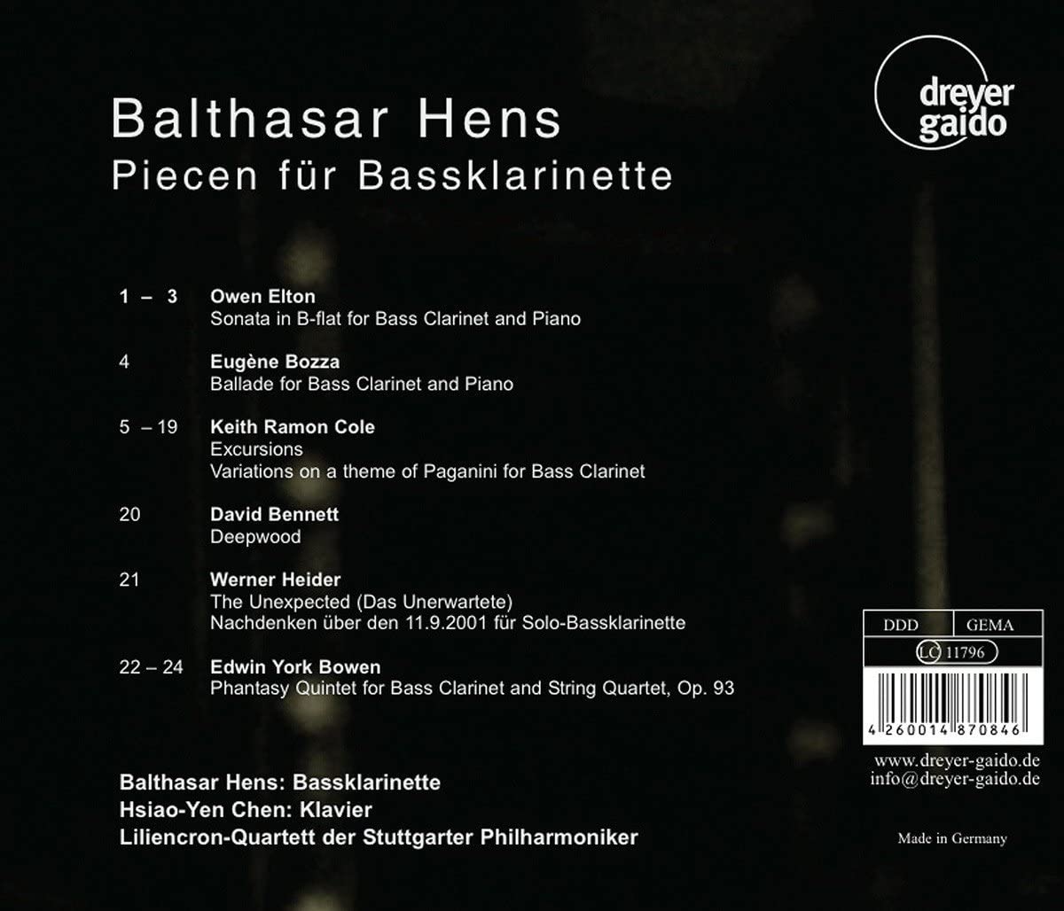 Pieces for Bass Clarinet - Works by Elton/Bozza/Cole/Bennett/Heider/Bowen