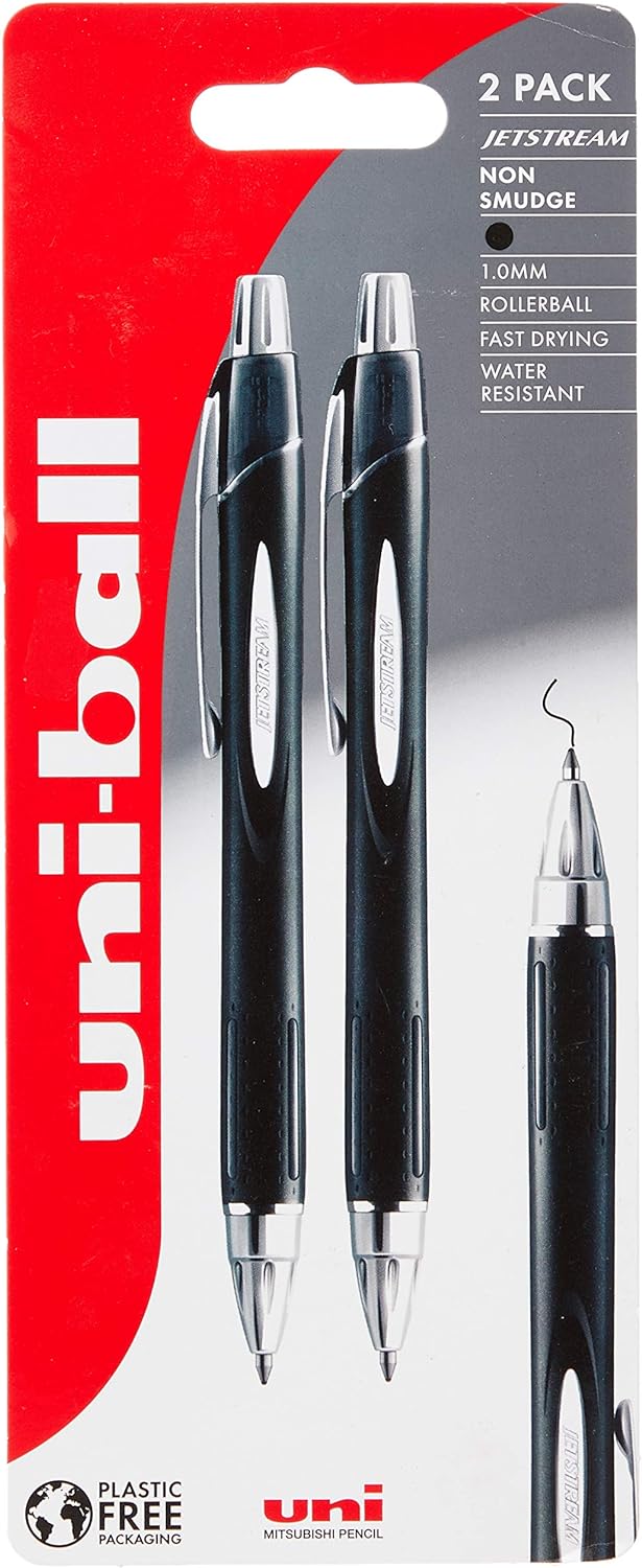 uni-ball Jetstream, RT SXN-210, Black, Plastic Free Packaging, Pack of 2