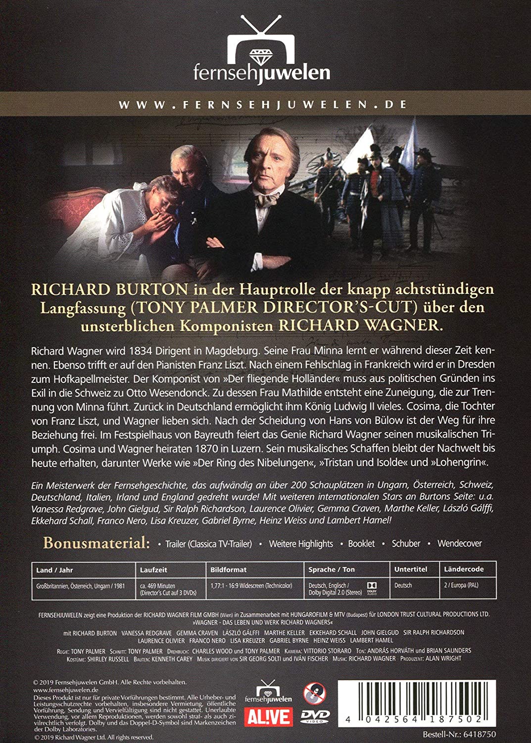 Wagner - Das Leben und Werk Richard Wagners (Die komplette Miniserie) (3 DVDs) (Fernsehjuwelen