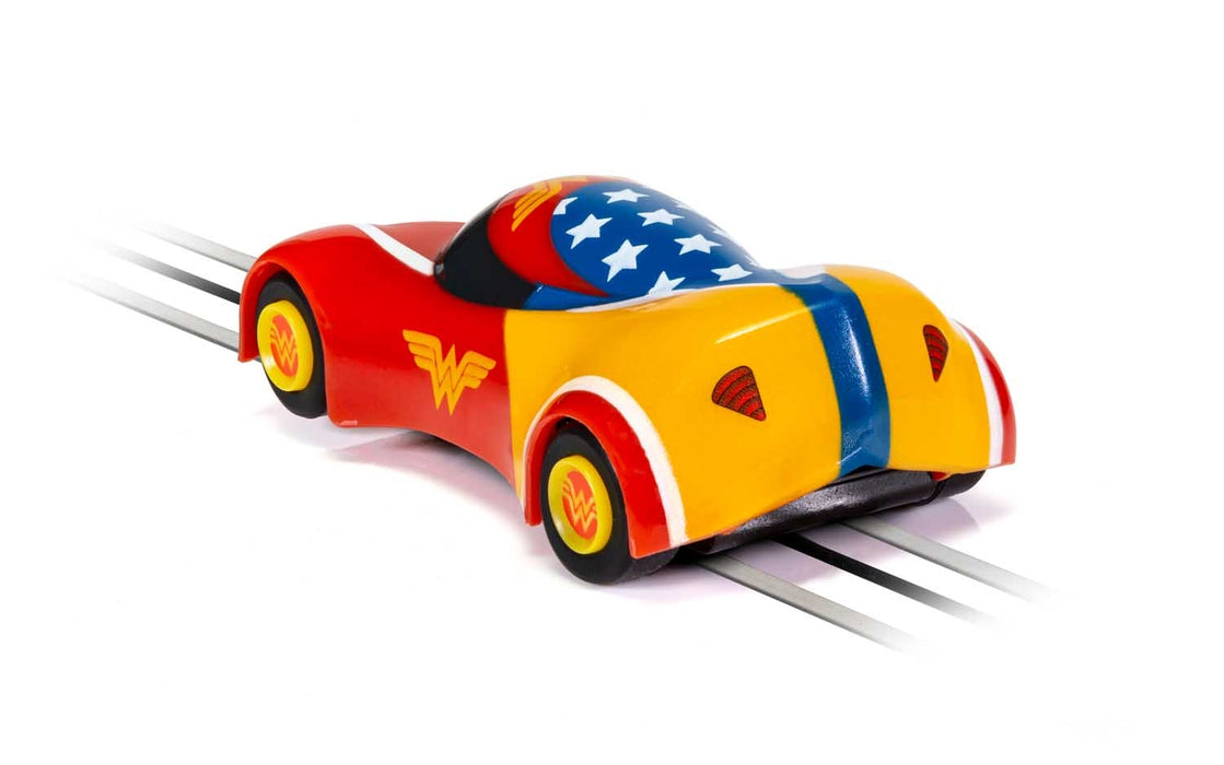 Micro Scalextric Cars - Justice League Wonder Woman - Toy Slot Car for use with Micro Scalextric Race Tracks or Set - Small Kids Gift Ideas for Boy/Girl Ages 4+, Micro Scalextric Accessories