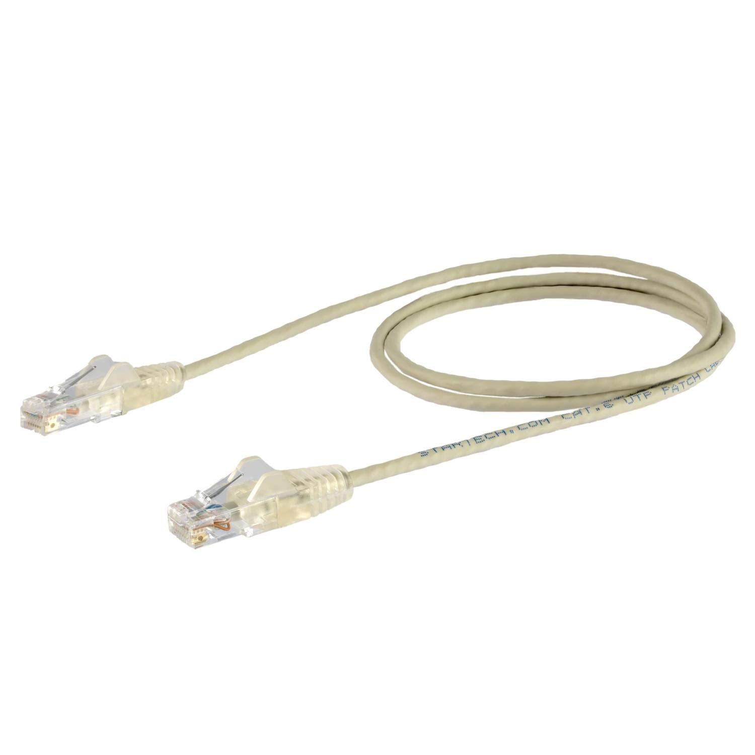 StarTech.com 1.5 m CAT6 Cable - Slim CAT6 Patch Cord - Grey - Snagless RJ45 Connectors - Gigabit Ethernet Cable - 28 AWG (N6PAT150CMGRS