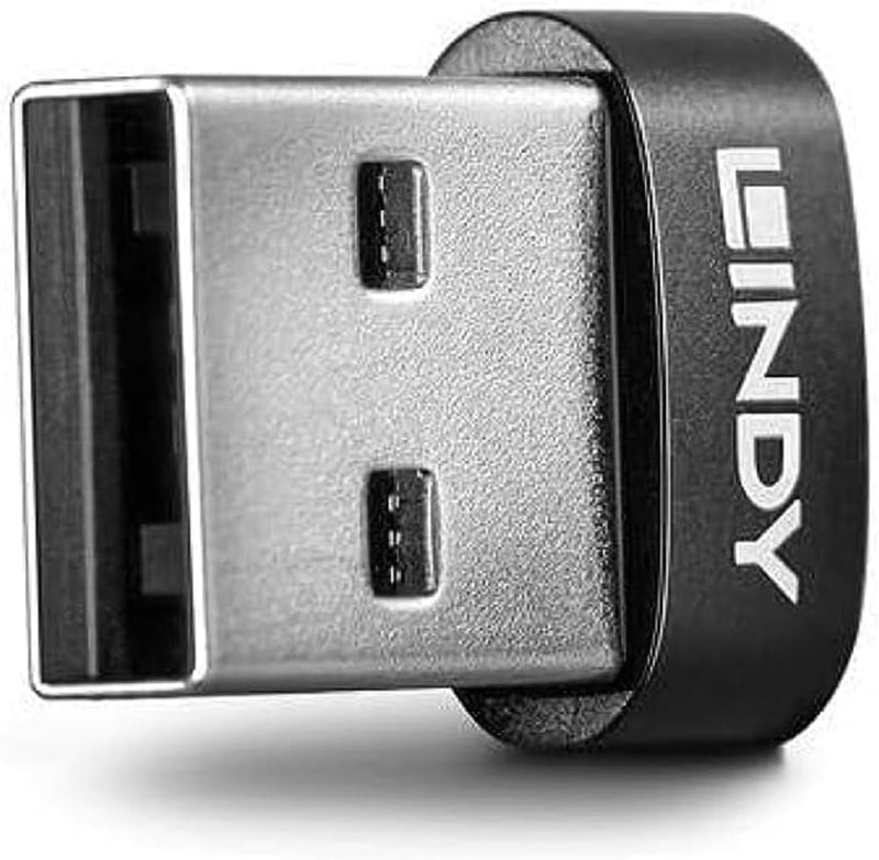 LINDY USB 2.0 Type A Male to Type C Female Adapter, 41884 , Black, Metallic