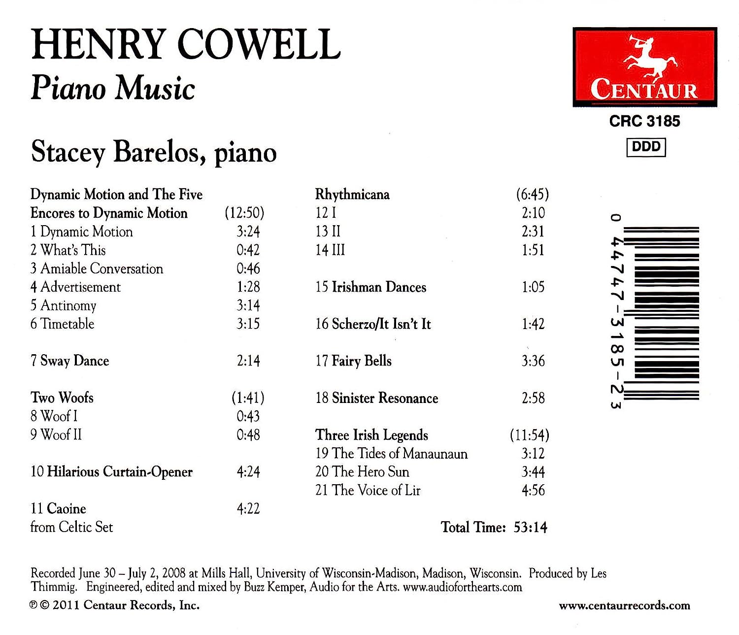 Cowell: Piano Music