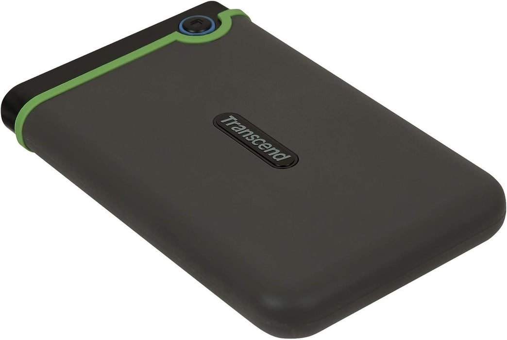 Transcend 1TB StoreJet 25M3S USB 3.1 Portable Hard Drive Rugged, Anti-Shock Resistant, Compact and Lightweight with Lightning-Fast Speeds and a One Touch Backup Button (Iron Grey) TS1TSJ25M3S