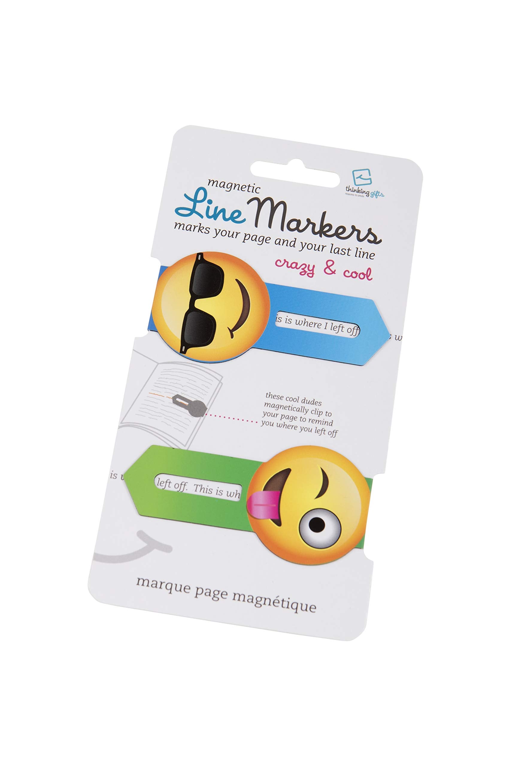 Thinking Gifts Line Markers, Set of 2, Crazy and Cool Emoji: 2er Set Motiv Emoji