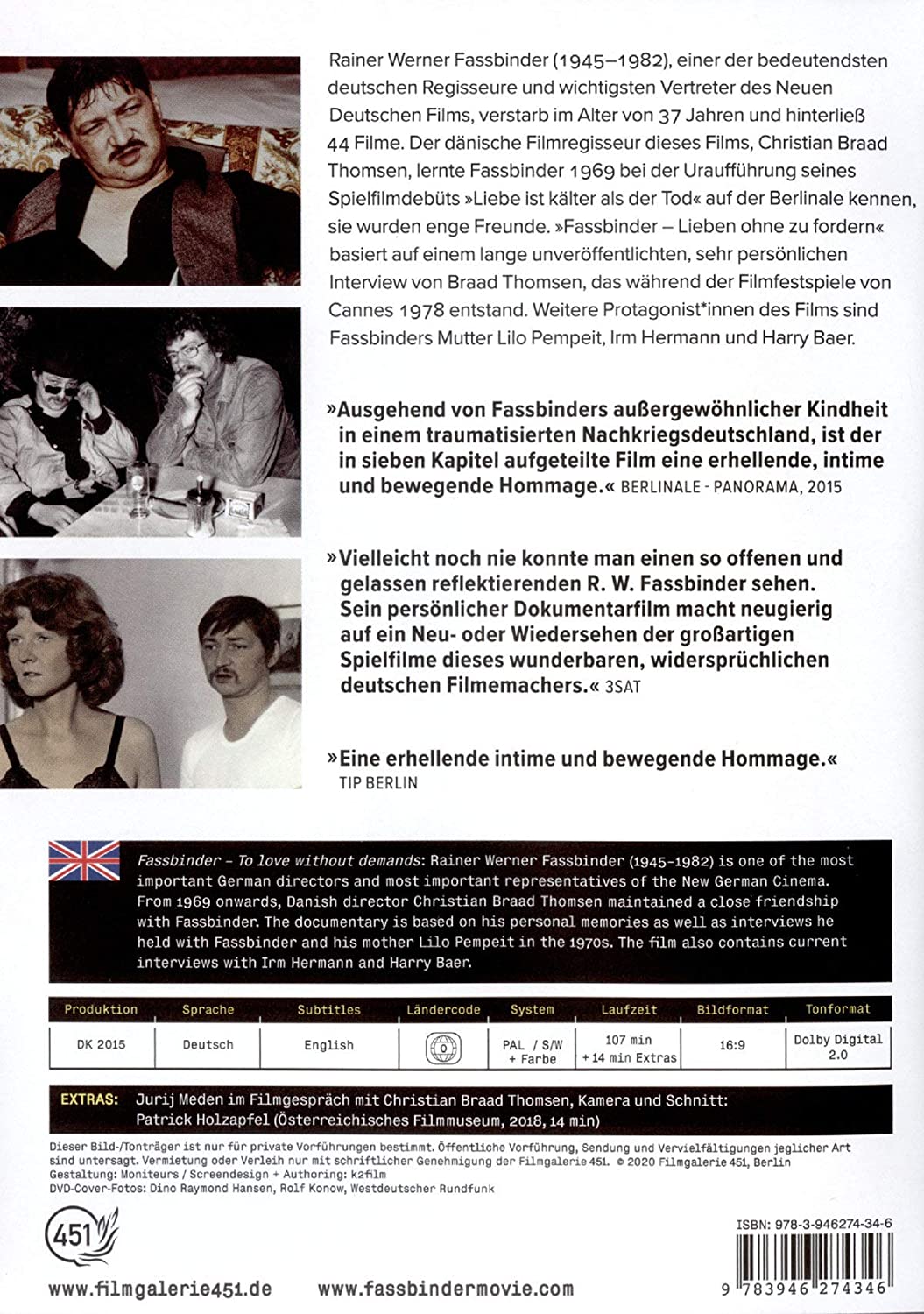 FASSBINDER, RAINER WERNER - FASSBINDER - LIEBEN OHNE ZU FORDERN