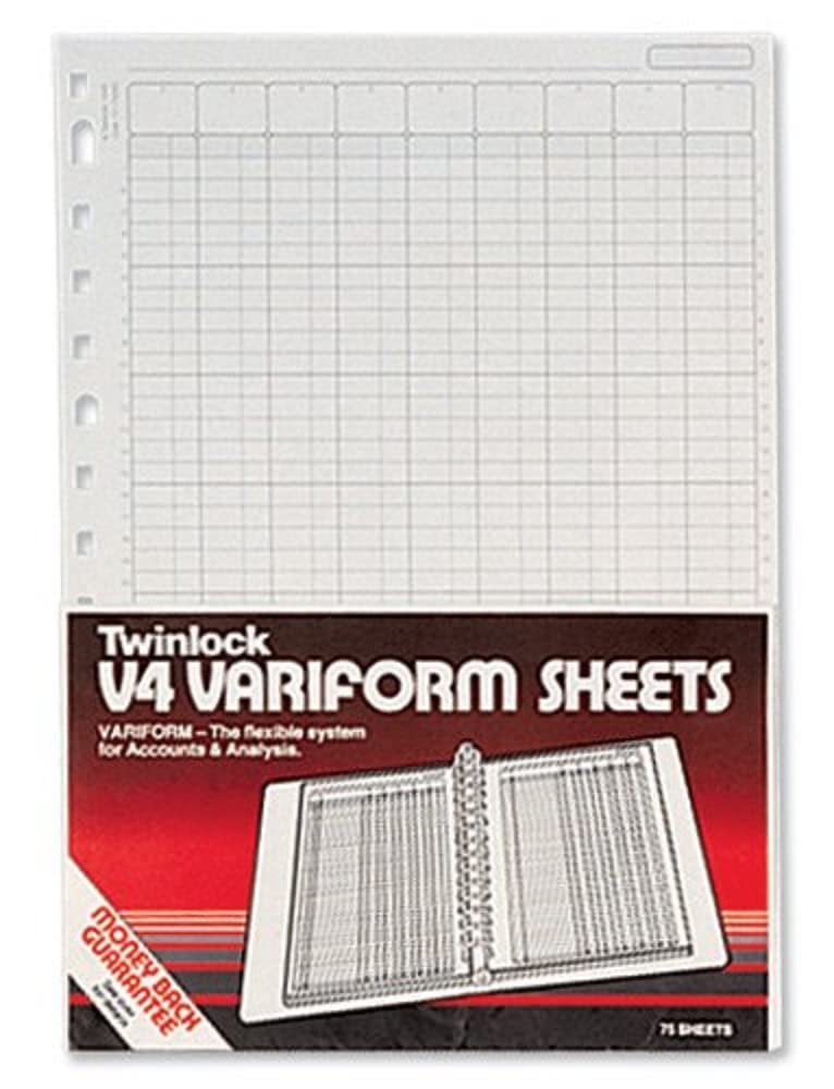 Rexel Twinlock Variform V4 Cash Refill Sheets 5 Columns (75 sheets