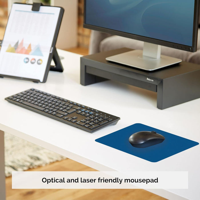 Fellowes Mouse Mat with Non-Slip Rubber Base - Solid Colour Mouse Pad - Suitable for Both Optical and Laser Mice - 186 x 224 x 6mm