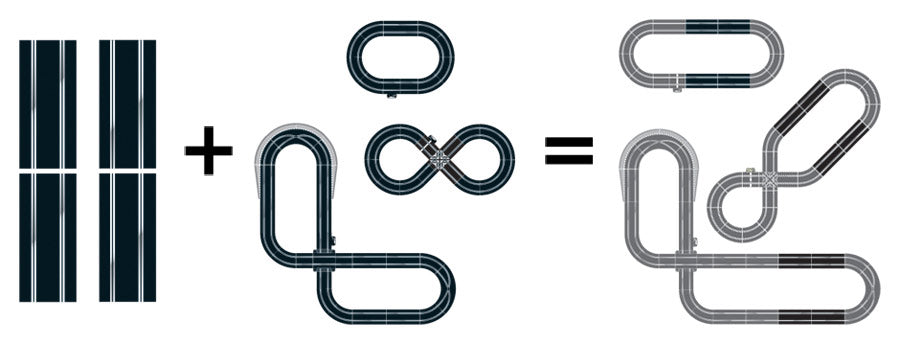 Scalextric Gerade, 4 Stück, Erweiterungsset, Black