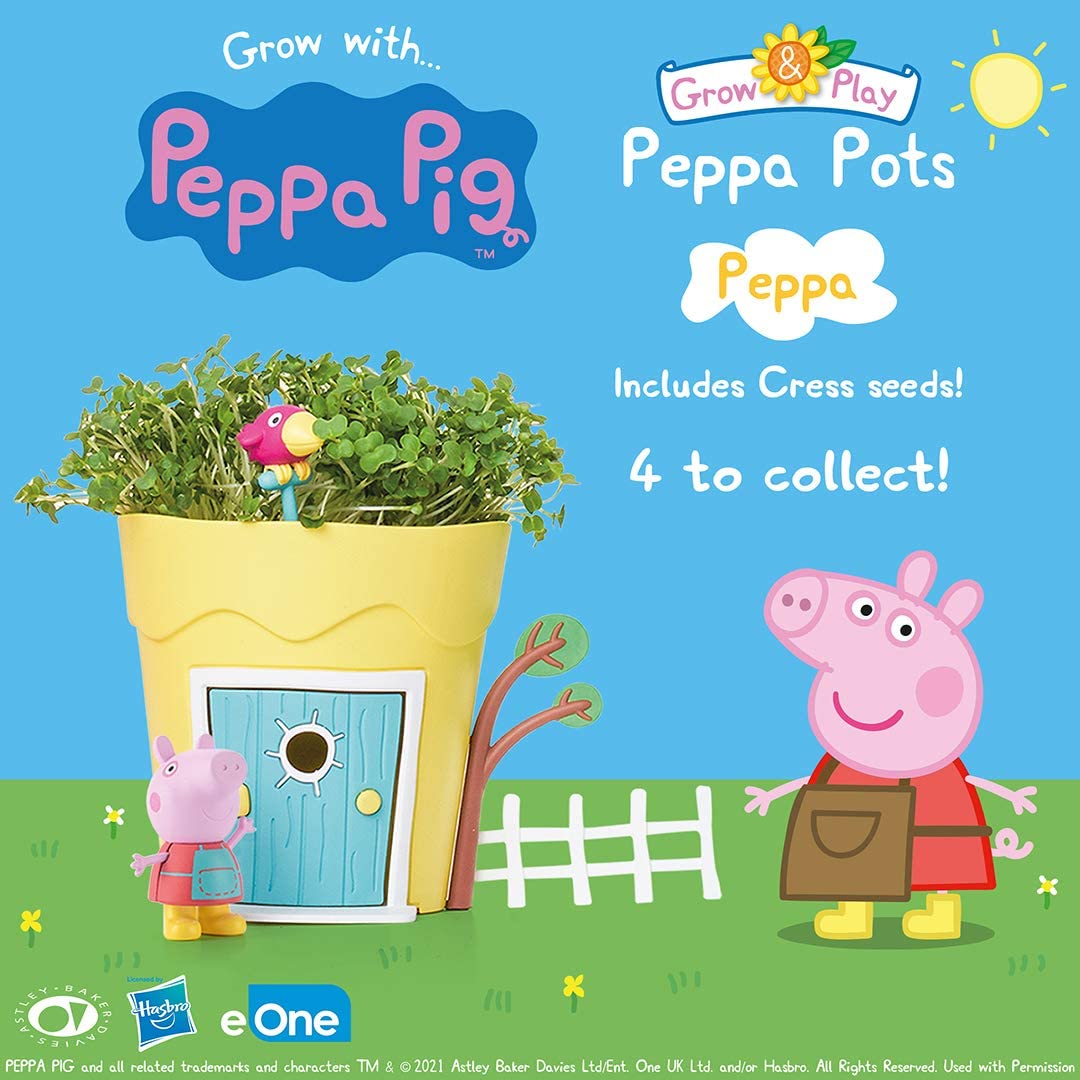Peppa Pig PP101 Kids' Animal & Insect Habitat Kits, Yellow, 11cm Peppa Growing Pot