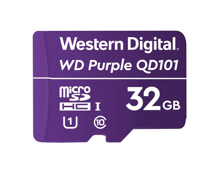 Western Digital WD Purple SC QD101 32GB Smart Video Surveillance microSDHC Card, Ultra Endurance Up to 16 TBW 32GB Current Version