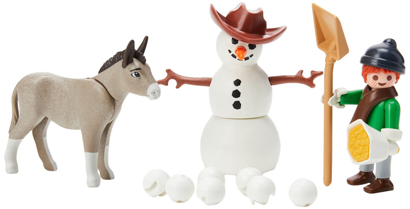 Playmobil DreamWorks Spirit© 70398 Snowman with Snips and Senor Carrots, for Children Ages 4+
