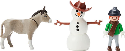 Playmobil DreamWorks Spirit© 70398 Snowman with Snips and Senor Carrots, for Children Ages 4+