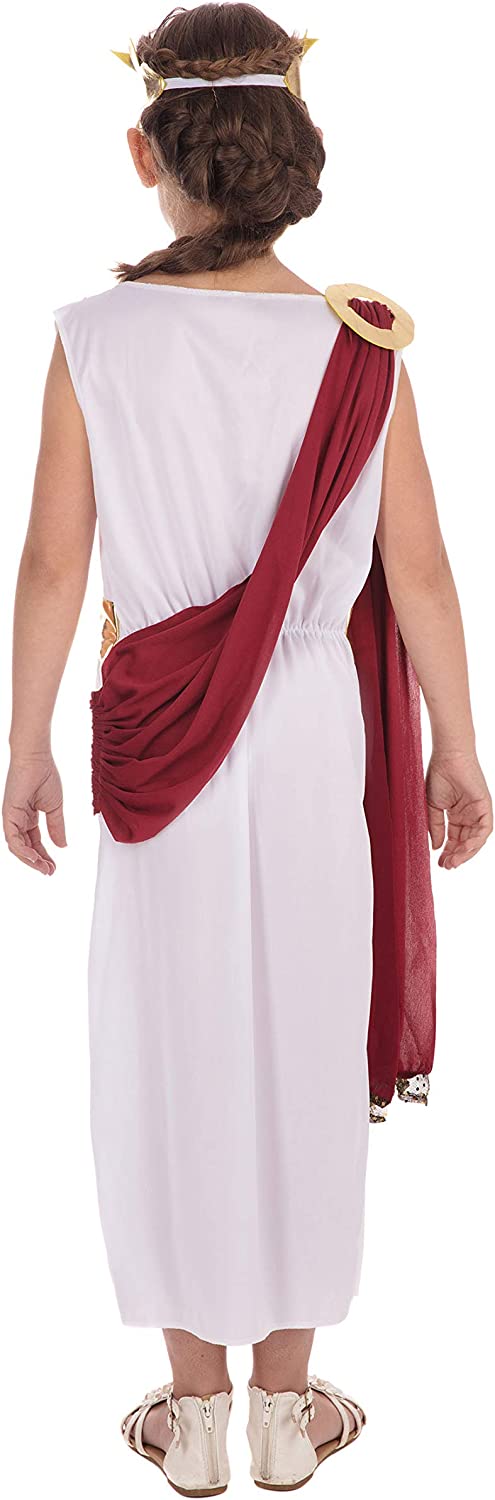 Girls or Boys White Red Roman Toga School Fancy Dress Costume Outfit 4-14 years (7-9 years, Girls