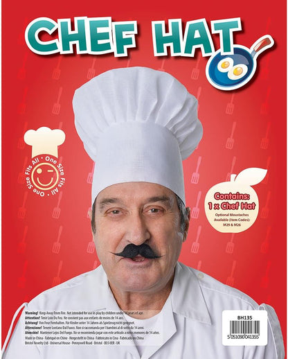 Bristol Novelty BH135 Chef Hat, Unisex-Adult, White, One Size