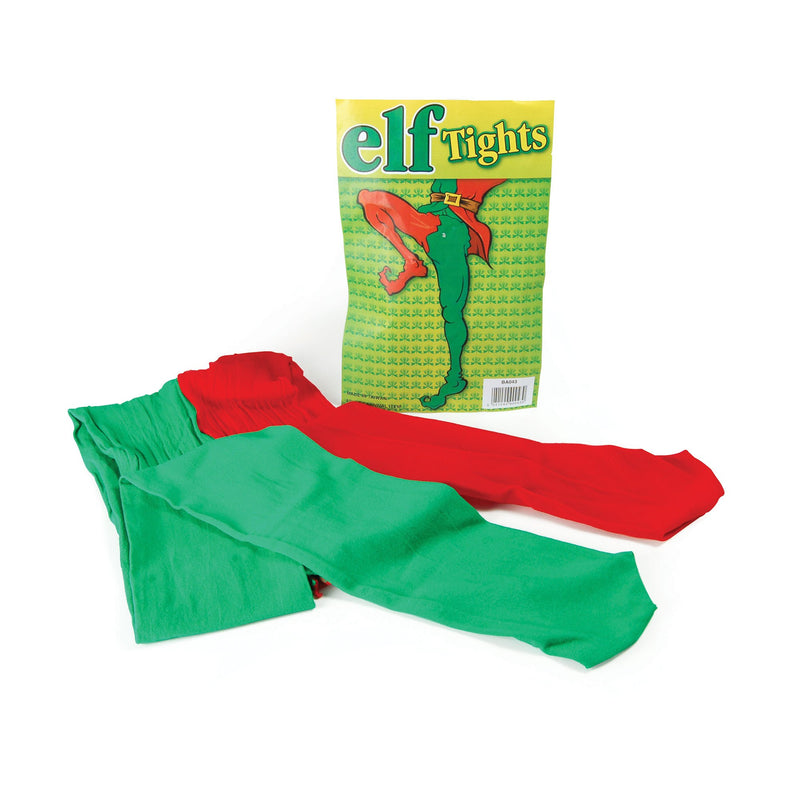 Bristol Novelty BA043 Elf Tights Fancy Dress Accessory, Green/Red, One Size, for 14 years to 18 years