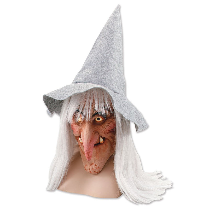 Bristol Novelty Unisex Erwachsene Halloween Hexe Latexmaske mit Haar und Hut