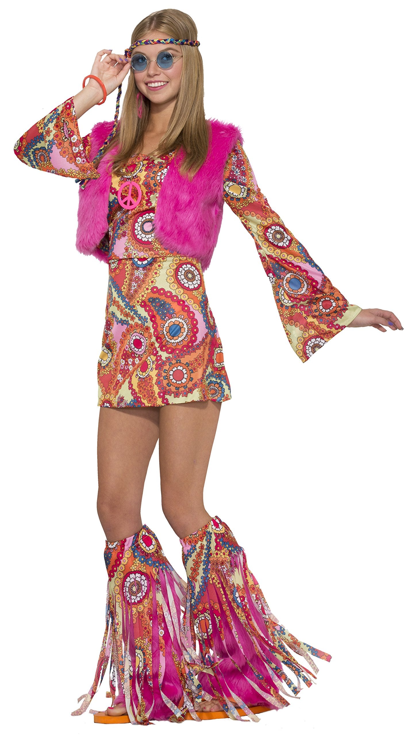 Bristol Novelty Forum Novelties 77053 Hippy Fur Rever Groovy Costume (UK 10-12) World Book Day Halloween Halloween