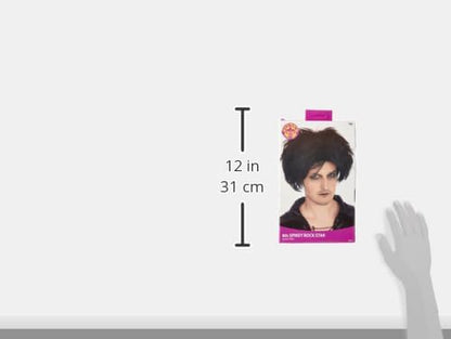 Bristol Novelty BW732 80's Spikey Rock Star Wig, Mens, Black, One Size