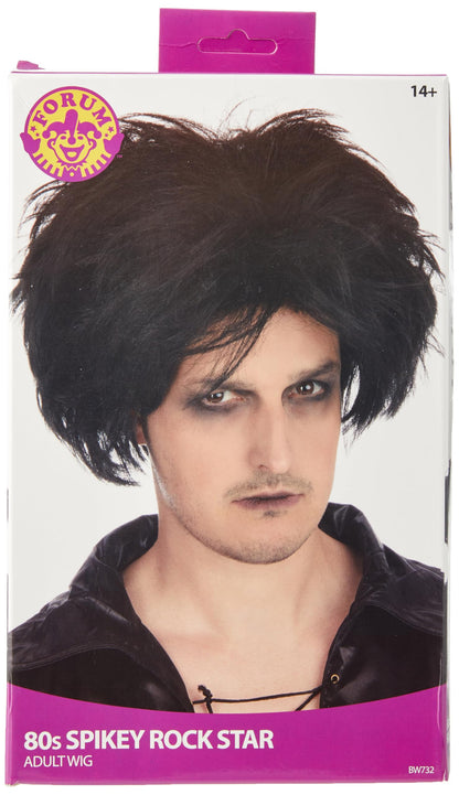 Bristol Novelty BW732 80's Spikey Rock Star Wig, Mens, Black, One Size