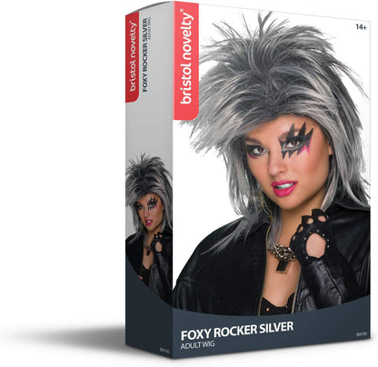 Bristol Novelty Novelty-BW185 BW185 Perruque de Rockstar, Gris/Noir, Taille Unique