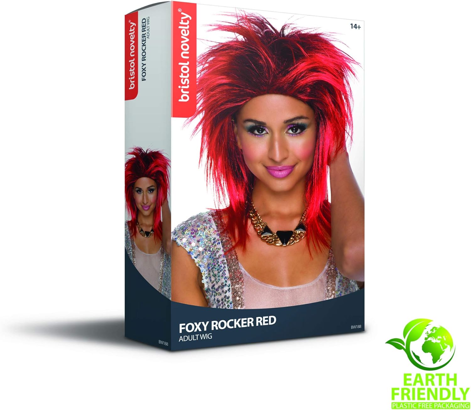 Bristol Novelty BW188 Perruque de rockeuse sexy, rouge, pour femme