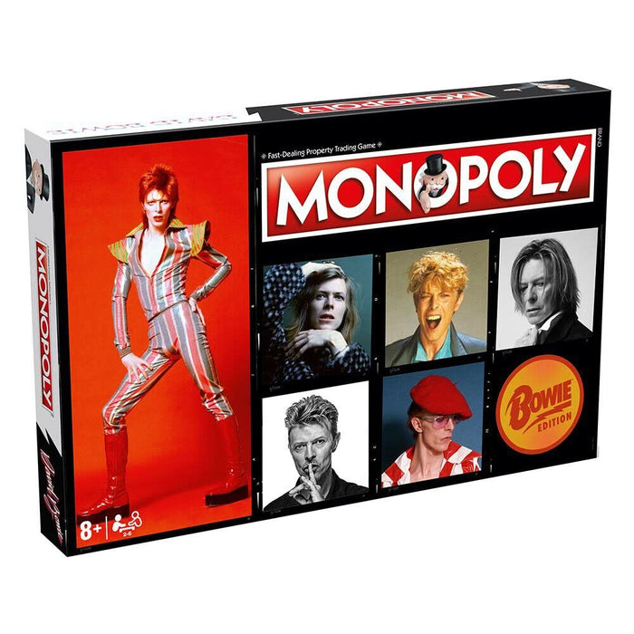 Winning Moves David Bowie Monopoly Board Game, Advance to Heroes, Diamond Dogs, Aladdin Sane and Hunky Dory, build stages and stadiums and bankrupt your fellow Kooks, gift for players aged 8 plus